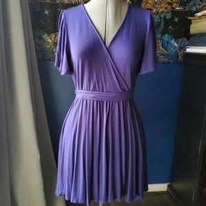 Lulu's Navy Blue Flutter Sleeve Dress Sz M